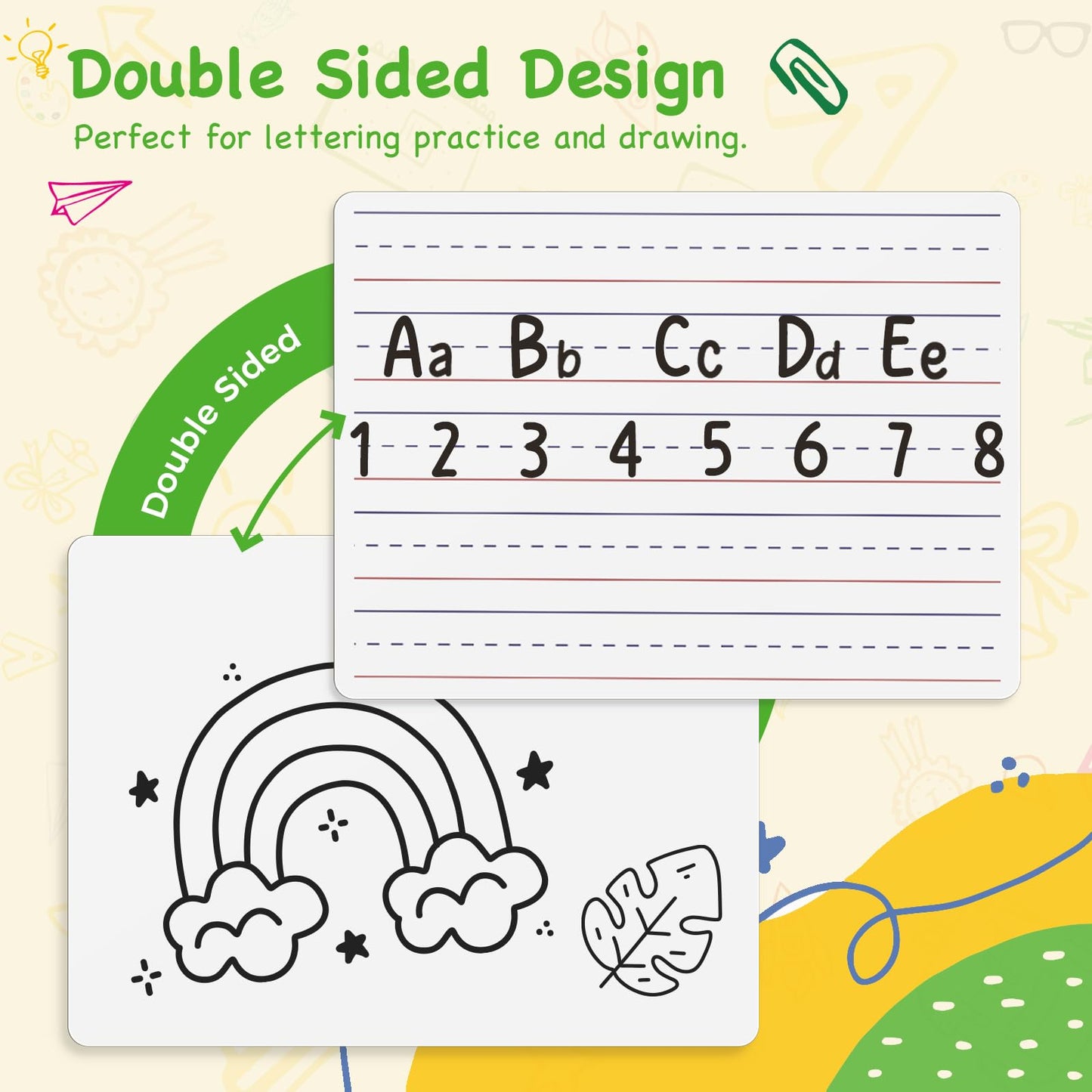 Ohuhu 30-Pack Small White Boards – 9 x 12 Inch Portable Mini Dry Erase Boards - Double-Sided Plain & Lined Whiteboard Class Set for Teachers, Students, Classroom & Back-to-School Supplies