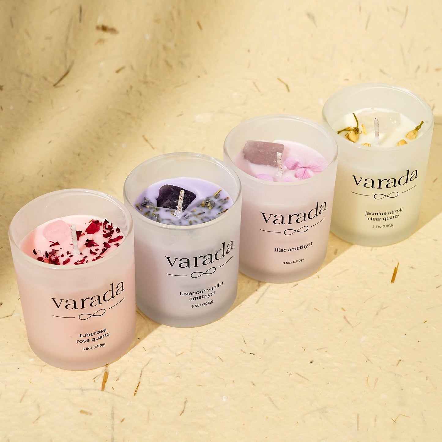 Aromatherapy Soy Candle Gift Set. Healing Crystals and Dried Flowers-90 Hours of Clean Burn. Lavender Vanilla, Rose, Jasmine Neroli, Lilac. Stress Relief. Relaxation. Birthday Gift.