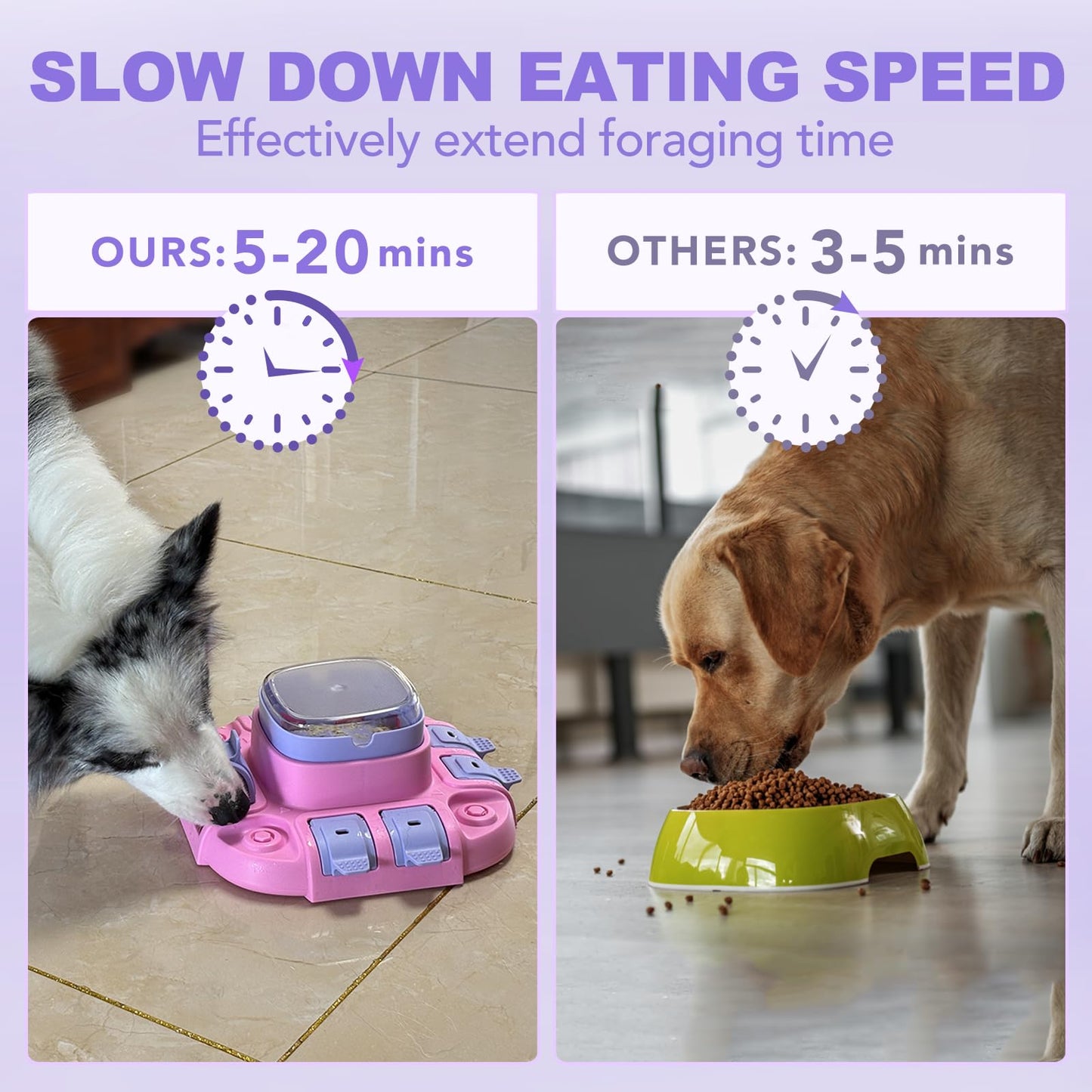 MaryPaw Dog Puzzle Slow Feeder with Treats Dispenser Bowl Design, 2 Levels Interactive IQ Training Toy for All Breeds, Mental Stimulating Entertainment Puzzle for Releasing Energy