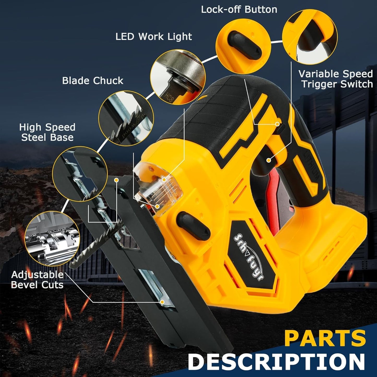 Cordless Jig Saw for Dewalt 20v Max Battery, Brushless Jigsaw Cut Off Tool, Variable Speed 2900RPM, 45° Beveled Cuts, 3 Orbital Action, for Straight/Curve/Circle Cutting(Tool Only)