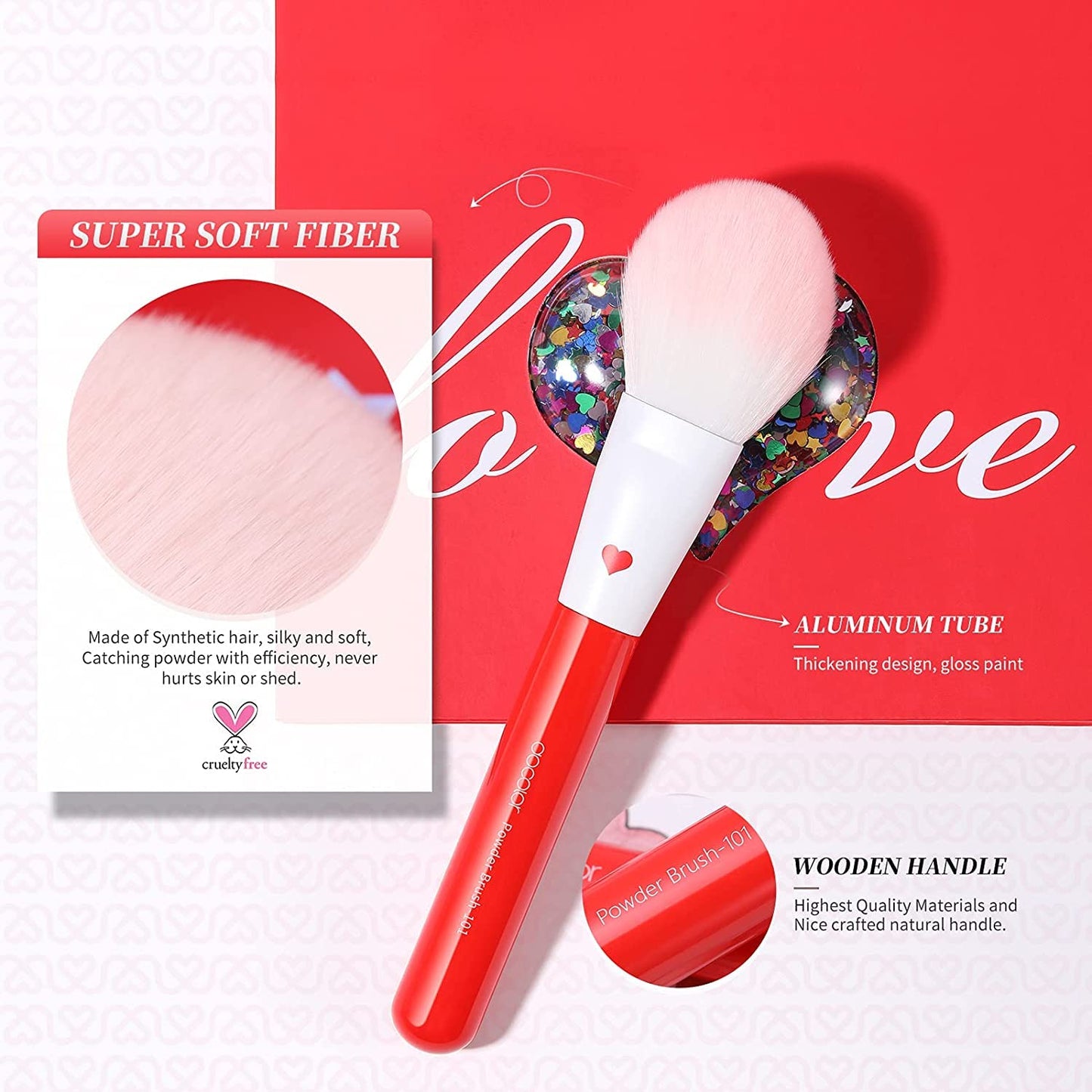 Docolor Makeup Brushes 32Pcs Professional Makeup Brush Set Premium Gifts for Lover Kabuki Foundation Blending Face Powder Blush Contour Eye Shadows Eyebrow Eyeliner Make Up Brushes Tools Kit Rose Red