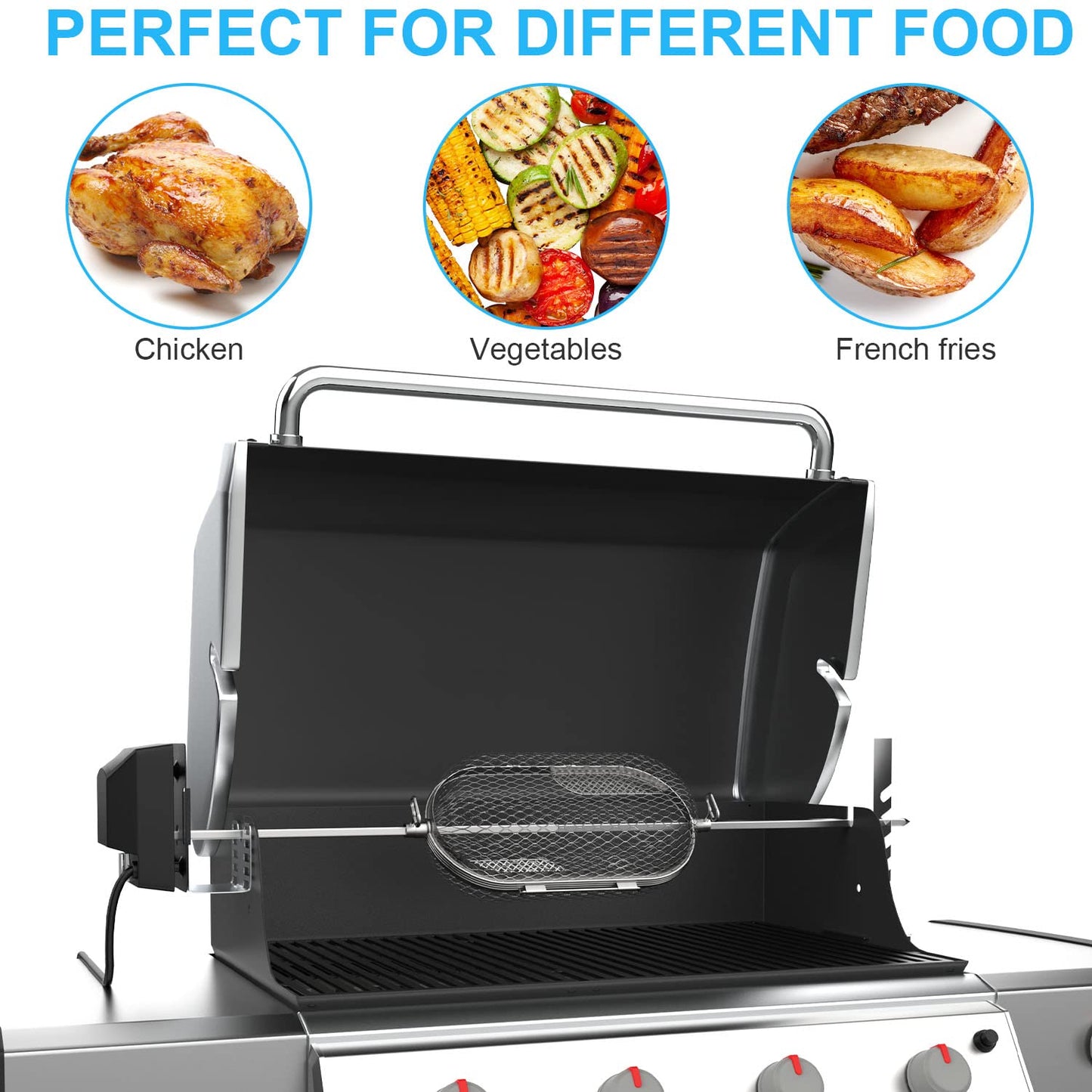 Napoleon Rotisserie Grill Basket 64000, Stainless Steel BBQ Rotisserie Basket for Napoleon and Other Gas Grills, Fits All Standard Spit Rods, Best for Even Cooking of Wings, Fries, Veggies