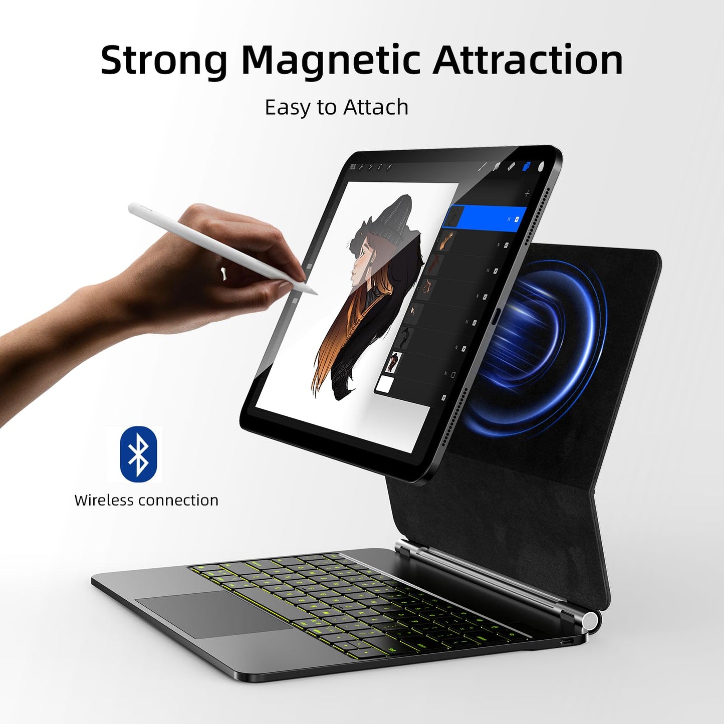 for iPad Pro 13 inch case 2024 with Keyboard M4,Magnetic Attach,Multi-Gesture Trackpad,7-Color Backlit,Shortcut Keys,Auto Sleep/Awake,Magic Keyboard for iPad Pro 13-inch M4 2024,Black