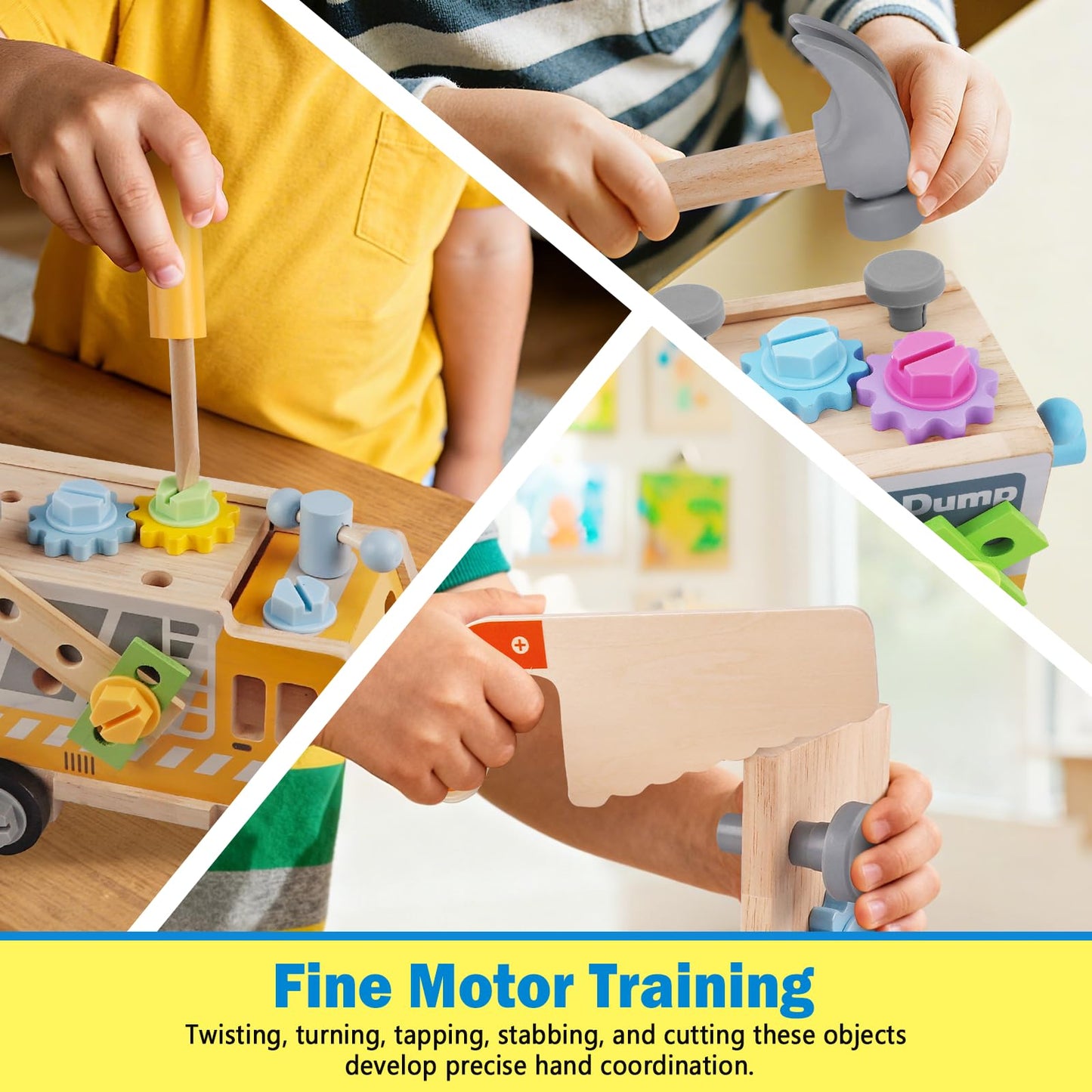 Rincalivestra Montessori Toys for 2+ Wooden Kids Tool Truck Set with Drill for Toddlers 2 3 4 5 6-40PCS STEM Educational Learning Toys Birthday Gift for 2-5 Year Old Boys & Girls