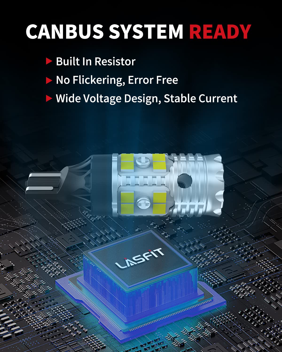 LASFIT 2026 𝐔𝐩𝐠𝐫𝐚𝐝𝐞𝐝 912 921 LED Bulb Reverse Backup Light T15 W16W, Canbus Resistor No Error For 99% Cars, 13W 10X Brighter Halogen 1:1 6000K Xenon White, Automotive 904 906 916 Plug-N-Play