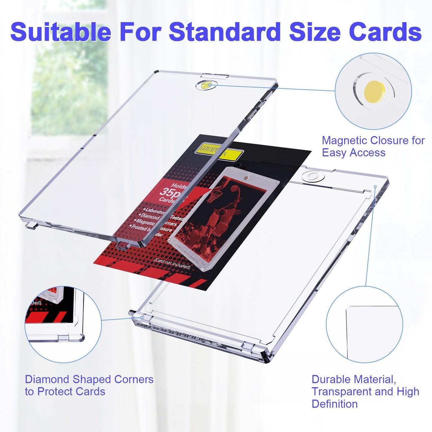 50 Pcs 35 PT Magnetic Card Holder for Trading Card,Top Loaders for Cards,Trading Card Sleeves,Baseball Football Hockey Sports Card Game Card Protective Card Holder