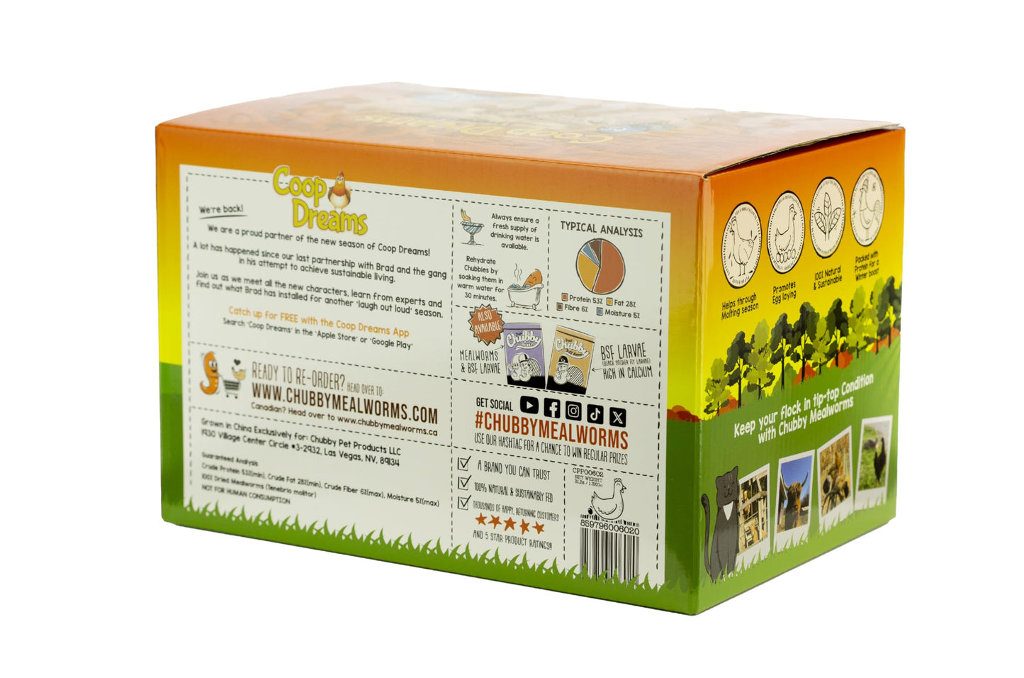 Chubby Dried Mealworms Premium Non-GMO Dried Mealworms for Chickens High Protein Chicken Feed Meal Worms for Wild Birds 3Lb