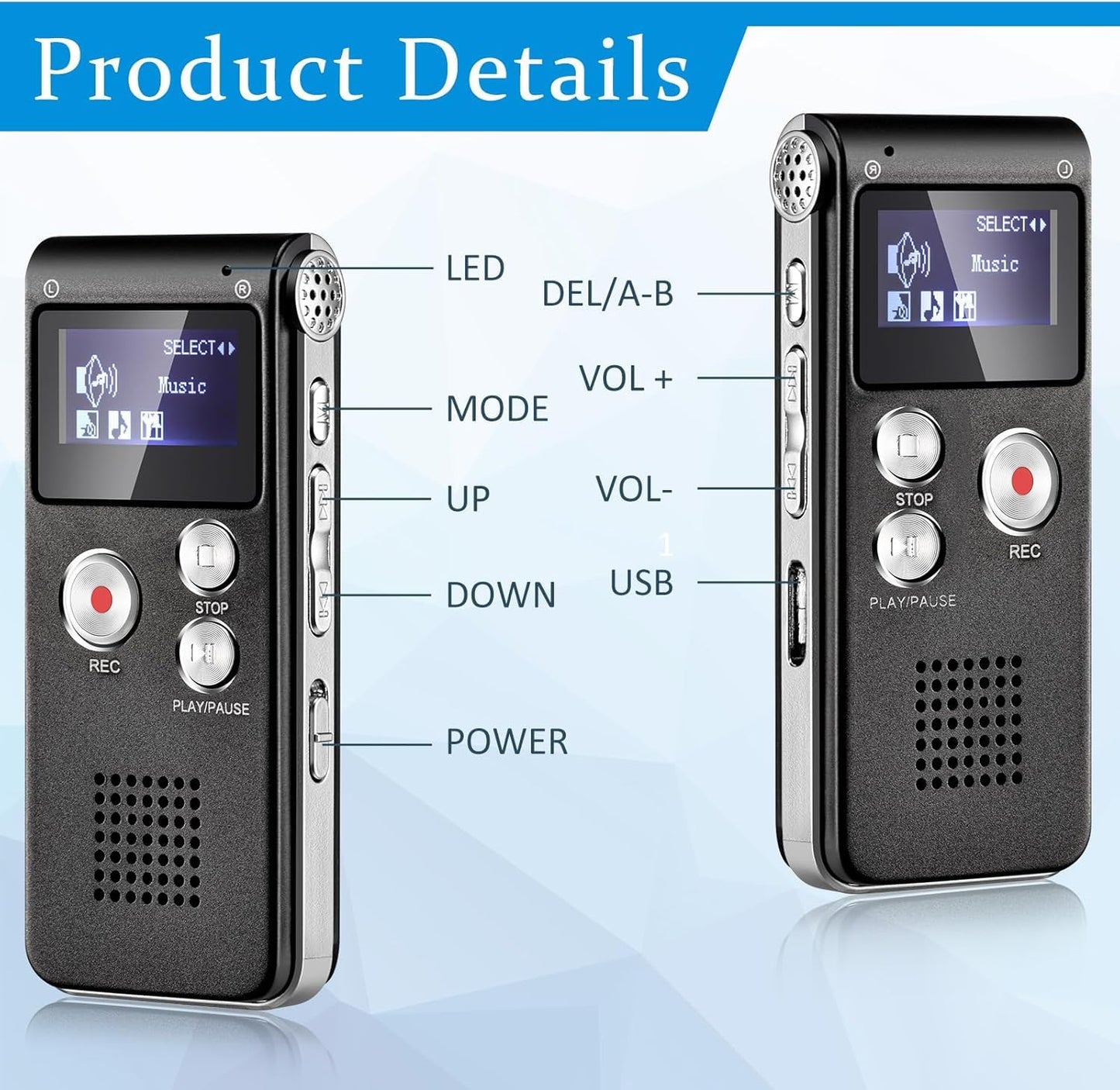 Ghost Hunting Recorder Digital Voice Recorder 16GB Digital Voice Activated Recorder Sound Audio Recorder Dictaphone 2 LED Cat Balls Motion Activated Cat Ball Toy Voice Activated Recorder