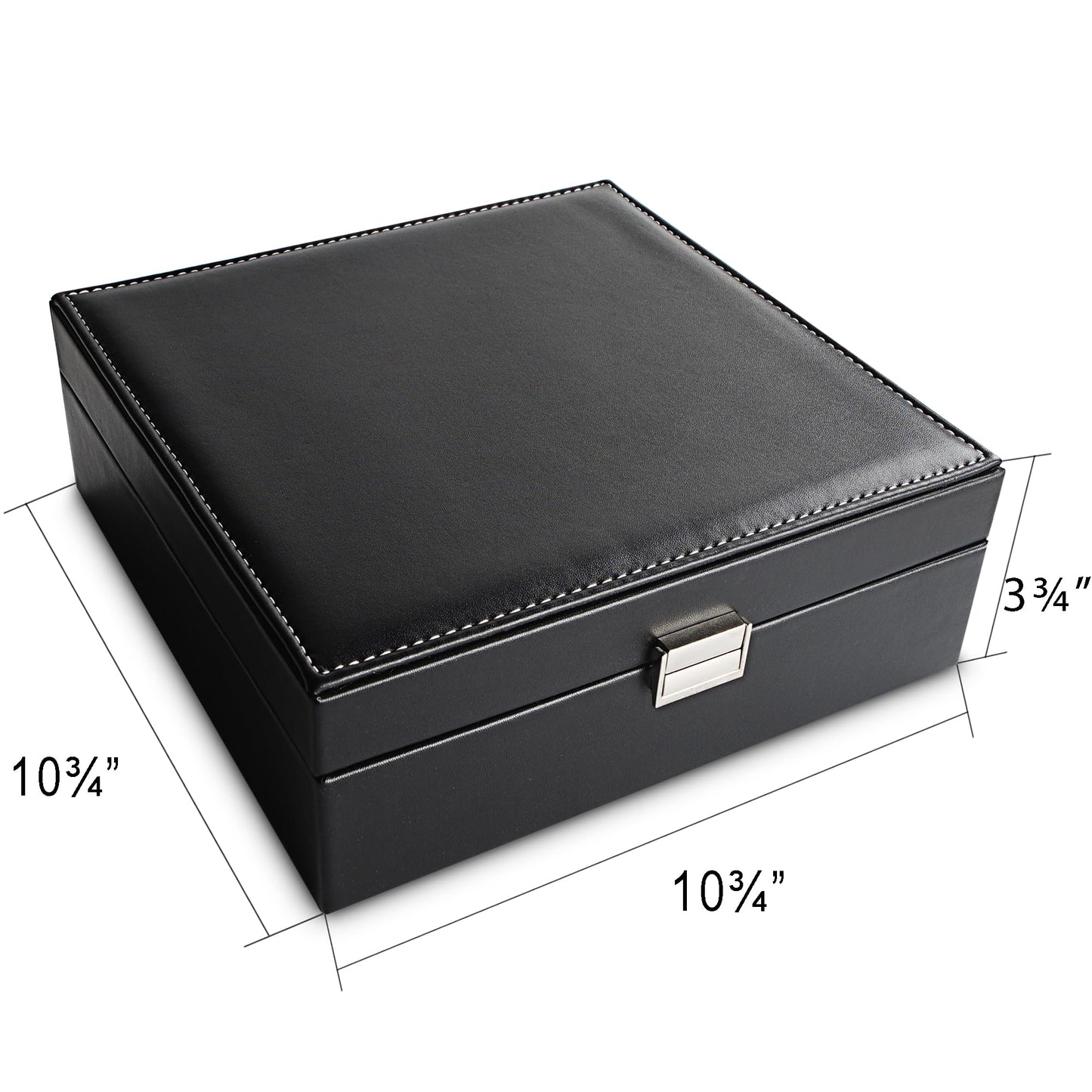 Frebeauty Earring Organizer Classic Jewelry Box 50 Slots Double Layer Jewelry Storage Case with 6 Necklace Hook and Bracelet Pocket(Black)