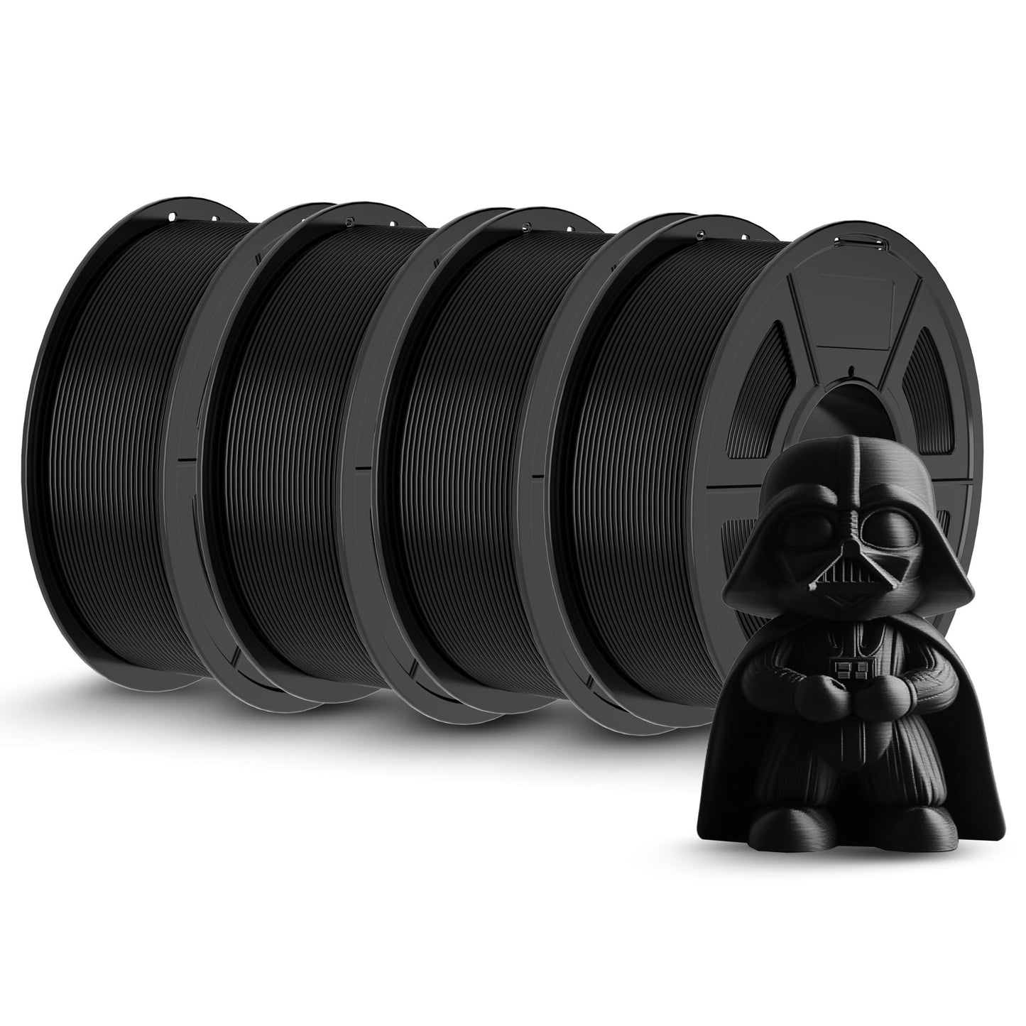 TECBEARS PLA 3D Printer Filament, 4KG PLA Filament 1.75mm, Neatly Wound 3D Printing Filament, Dimensional Accuracy +/- 0.02 mm,1 Kg Per Spool, Pack of 4, Black+Black+Black+Black