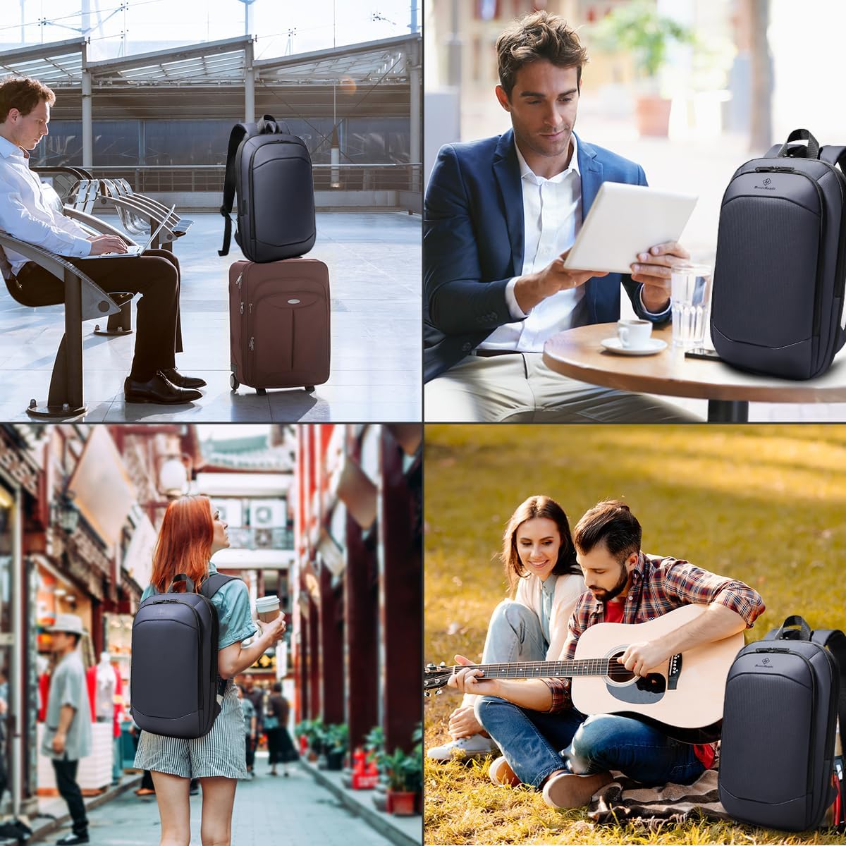 Slim Laptop Backpack for Men,Waterproof Expandable High Tech Business Work Backpack for Men and Women,15.6 Inch Lightweight Anti-theft Travel Backpack College Casual Daypack Computer Bag - Blue