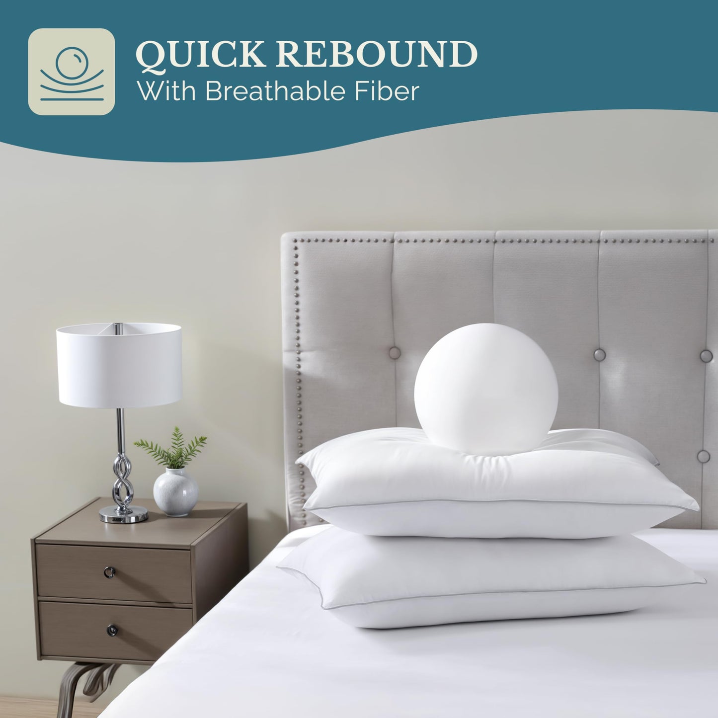 Casa Platino Down Alternative Bed Pillows 2 Pack Queen Size (20x30) - Soft & Supportive Hotel Quality Sleeping Pillows for Side & Back Sleepers