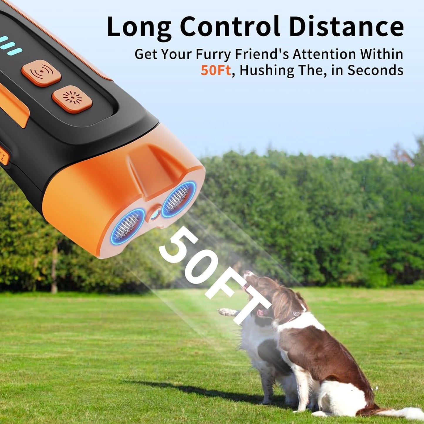Dog Barking Deterrent Devices - 3 Modes Anti Barking Device for Dogs - 33FT Dog Bark Stopper Indoor Outdoor Rechargeable Stop Barking Automatic No More Dog Bark Control