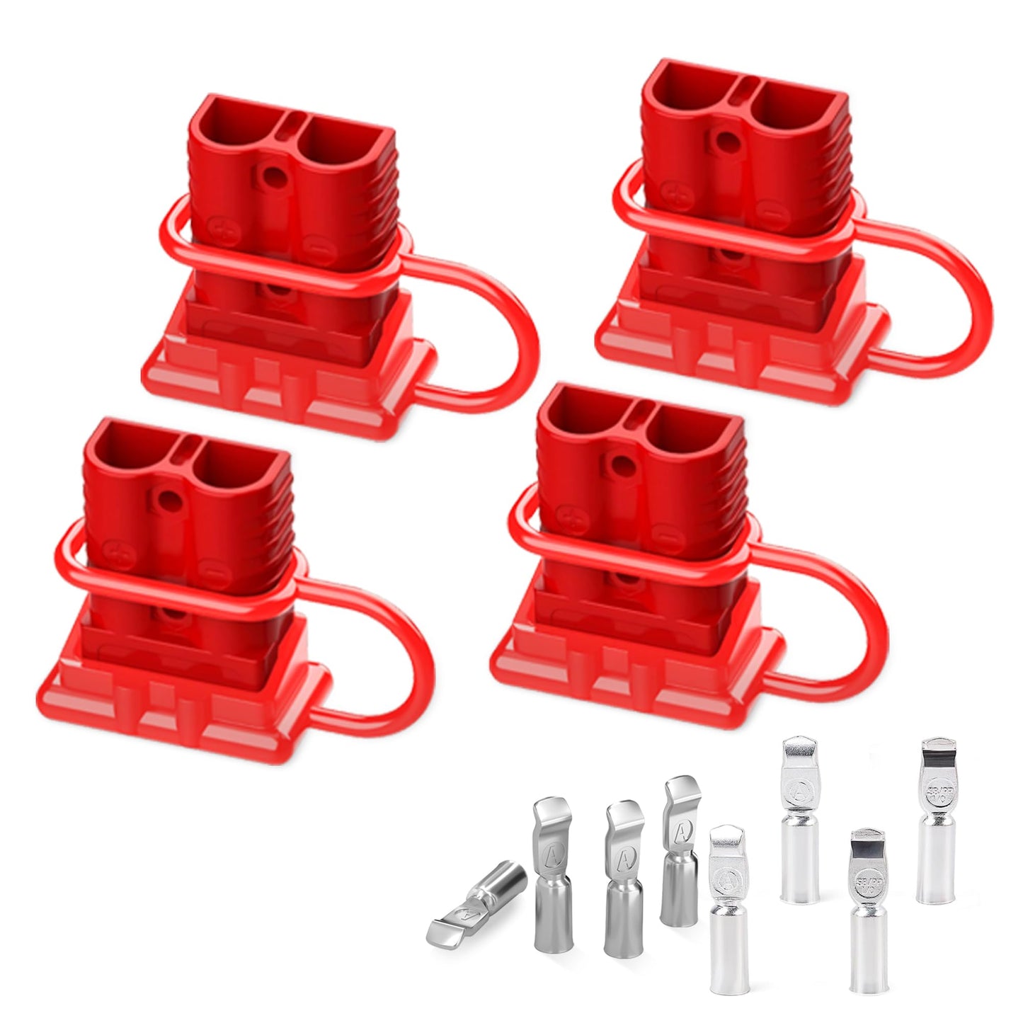 jamgoer Anderson Connector 175A 2-4 Gauge Battery Quick Connect/Disconnect Plug Kit 12V-36V for Car ATV Winch Trailer Motor, 4 Pack Red