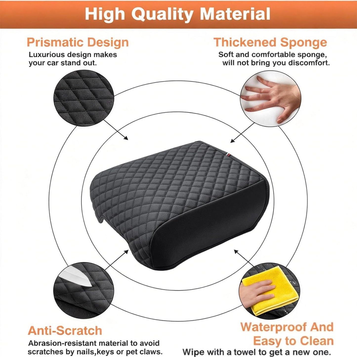 Center Console Cover for Compatible with 2021-2025 2026 Ford F150,PU Leather Armrest Cushion Interior Accessories,Customized Anti-Scratch Middle Leather Armrest Lid Protector(Fits Bucket Seat Only)