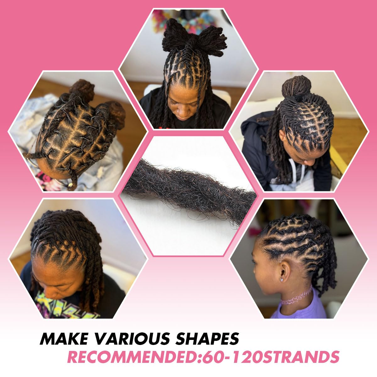 Lounoke 8 Inch 40 Strands Loc Extensions Human Hair, 0.6cm Pencle Size Dreadlock Extensions Human Hair for Women Men Full Handmade Permanent Dreads Locs(Natural Black)