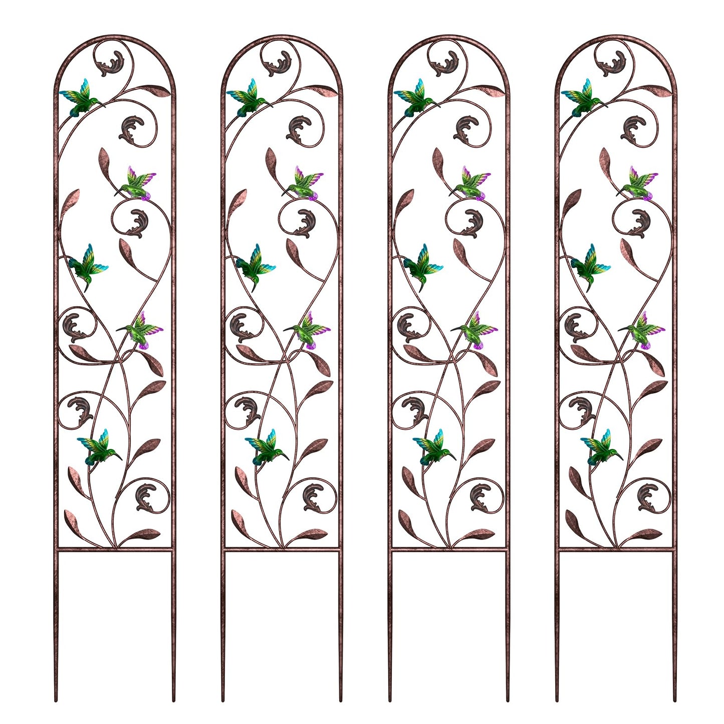 aboxoo Set of 4 Packs Hummingbird Metal Garden Trellis for Climbing Plants,Outdoor Decorative Flowers Arch Fence Trellis for Outdoor Patio,Garden,Lawn,Yard,Backyard,Wall Brackets,60'' H x 11'' W