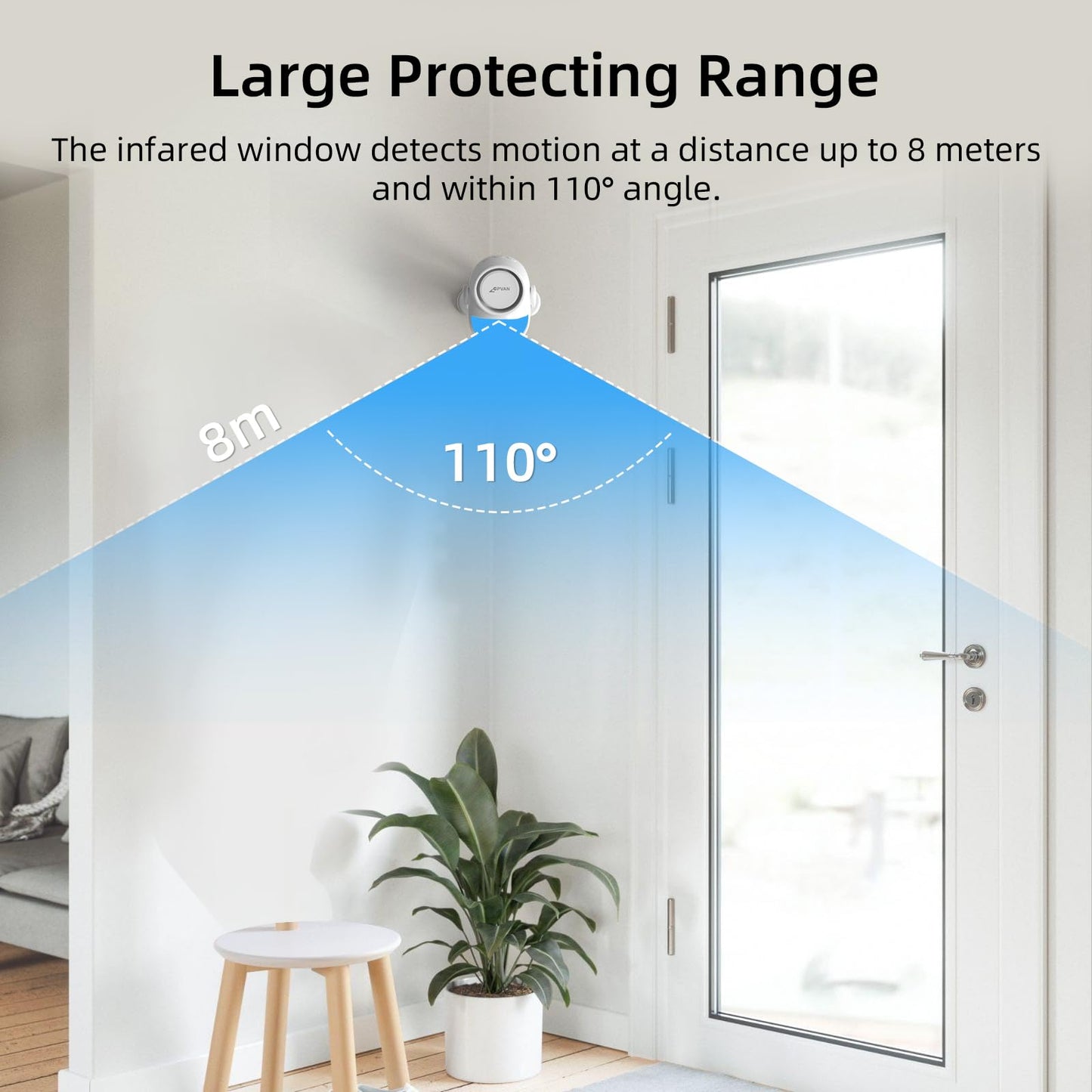 CPVAN Home Alarm System, 2.4GHz WiFi PIR Motion Sensor Alarm, Wireless Door/Window Alarm(Not for Iron Material) for Security with Phone APP Alert 9 Pieces-Kit, White