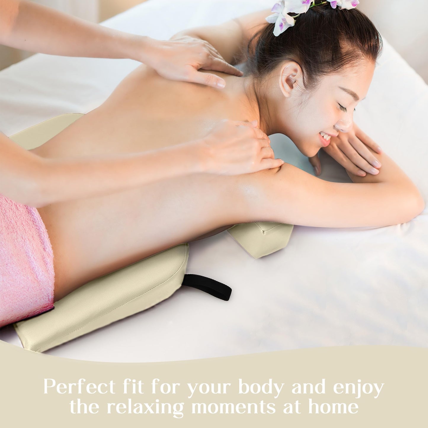 Easy Spa Massage Table Breast Pillow Upgraded for Larger Bust Sizes(AA-D), Wedge Cushion, Comfort Bolster Wedge, Prone Pillow (Cream)