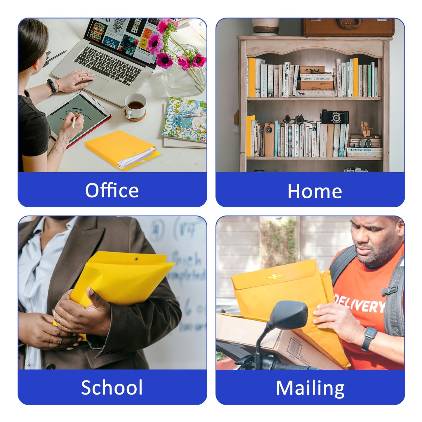 9x12 Expandable Clasp Envelopes 25 Pack, Goefun 180 GSM Heavyweight Large Kraft Manila Envelopes Expansion Mailer, for Home Office Business Storage and Organizing, with Extra-Large Capacity