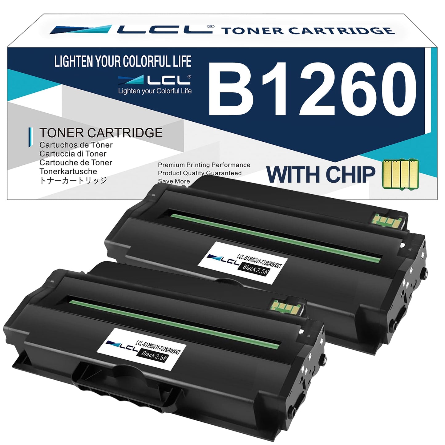 LCL Compatible Toner Cartridge for Dell B1260 B1260DN B1260DNF B1265DNF B1265DFW 331-7328 RWXNT (2-Pack Black) for Dell B1260 B1260dn B1265dnf B1265dfw