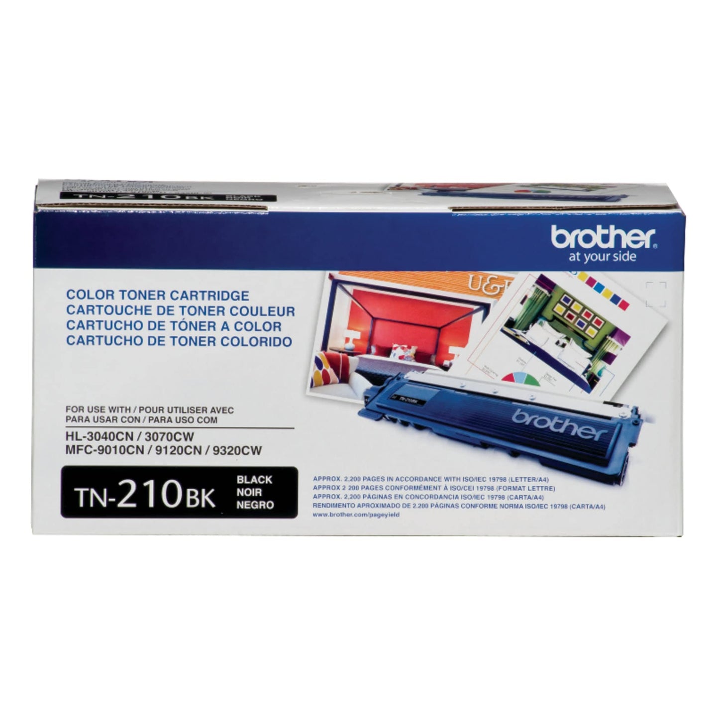 Brother original TN210BK Standard Yield Black Toner Cartridge, original replacement cartridges, for Brother laser printers HL-3040CN, HL-3045CN, HL-3070CW, MFC-9010CN, MFC-9125CN and more