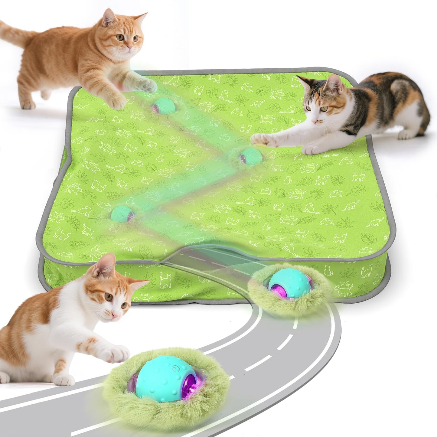 FUGODIWI Interactive Cat Toy for Indoor Cats - Automatic Rolling Cat Ball with Motion Activated Chirping & Light,Hide and Seek Mouse Game,Stimulates Hunting Instincts,Fun Kitten Enrichment Toy