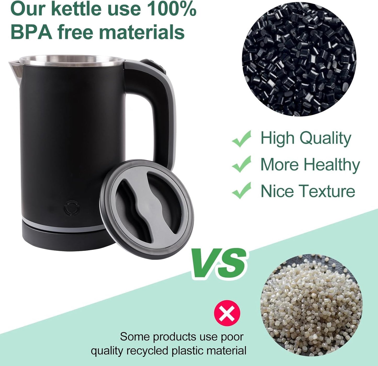 Small Electric Kettle Stainless Steel Double Wall Electric Kettle,0.8L Portable Travel Kettle Stainless Steel with Auto Shut-Off,Low Power Hot Water Kettle for Camping, Travel (black)