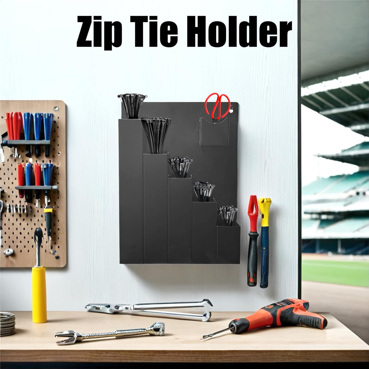 RIMLUFE Cable Zip Tie Storage Holder, Wall Mount Rack Organizers and Storage for Workshop Shed Toolgrid Shop Garage Home,Fit Various Lengths Zip Tie