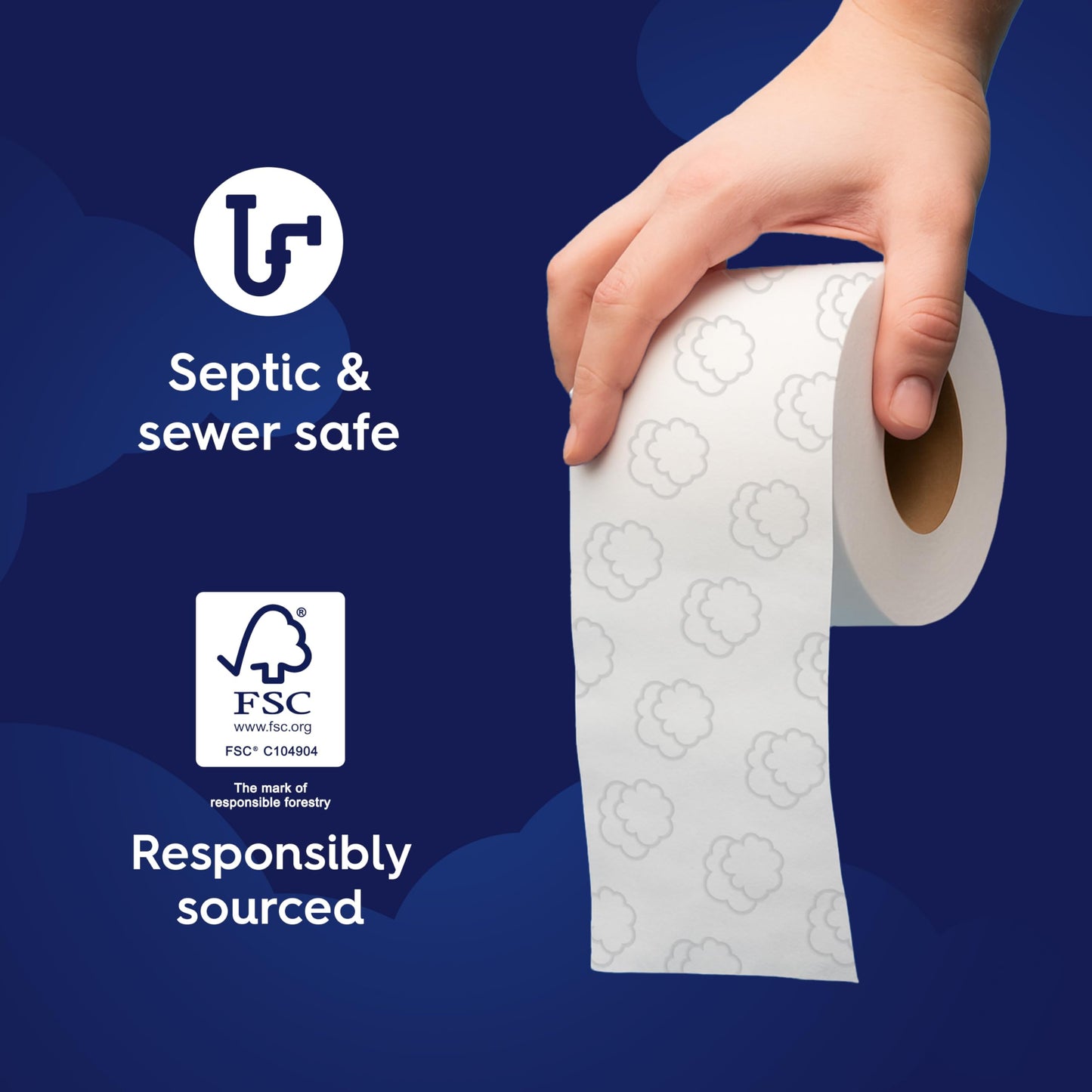 White Cloud Ultra Soft & Strong Toilet Paper, 4 Packs of 6 Mega Rolls = 96 Regular Rolls