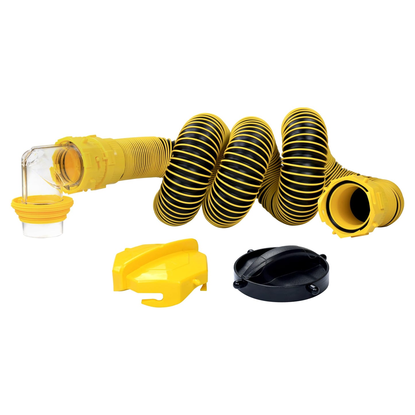 Saturnhose 10 FT RV Sewer Hose Kit Heavy-Duty Sun-Resistant Leak-Proof with 90 Degree Clear View Sewer Adapter Storage Cap