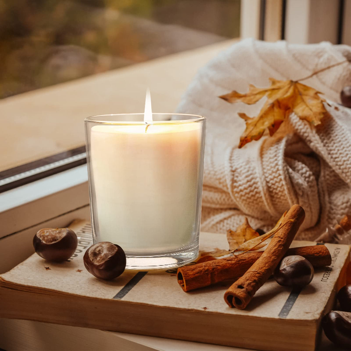 SHOWIN Thick Candle Jars for Making Candles 20 Pcs, 7 OZ Empty Jars with Wood Lids for Candle Making, Sample Container - Dishwasher Safe, Clear