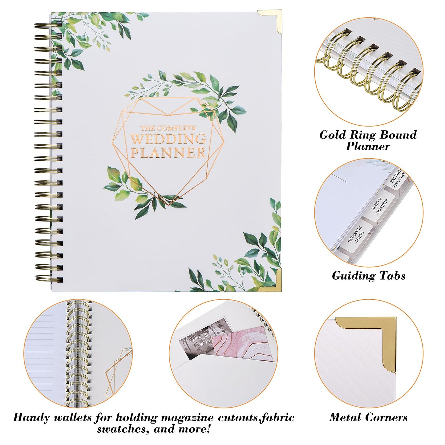 CHSEEO Wedding Planner Book and Organizer for Bride, Wedding Planning Binder with Tabs, Checklists, Countdown Calendar & Pocket, Engagement Unique Gifts for Couples, Bridal Wedding Planners Essentials