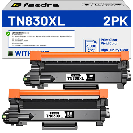 (with Chip) TN830XL Toner Cartridge Compatible Replacement for Brother TN830XL TN830 XL Toner Cartridges for Brother DCP-L2640DW HL-L2460DW MFC-L2820DW HL-L2400D HL-L2405W HL-L2865DW Toner (2 Black)
