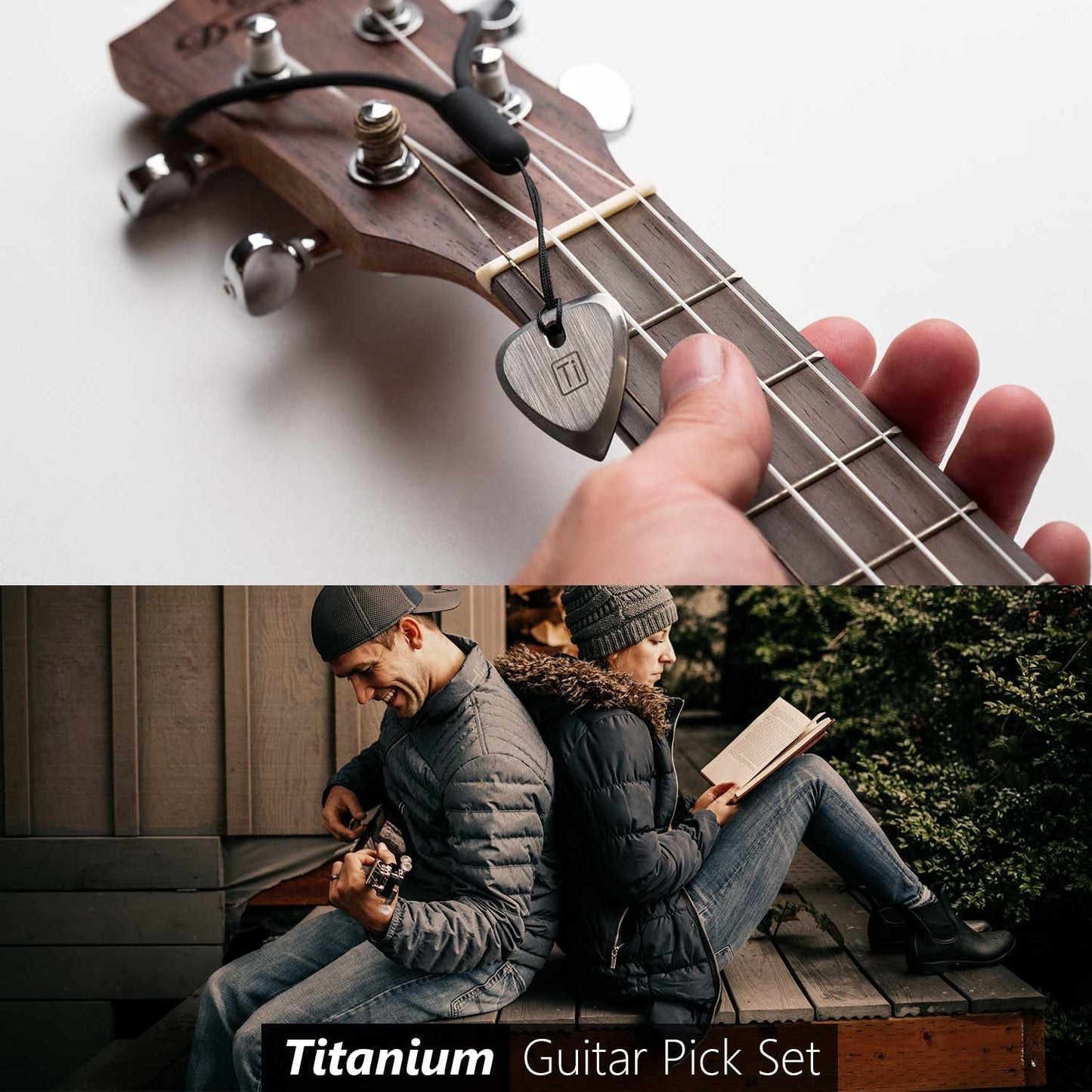 GPCA Titanium Guitar Pick, 3mm Thick Metal Guitar Pick for Guitar, Bass, and Ukulele, comes with Wrist Strap, Must-Have Guitar Accessories, Gift for Musicians and Music Lovers
