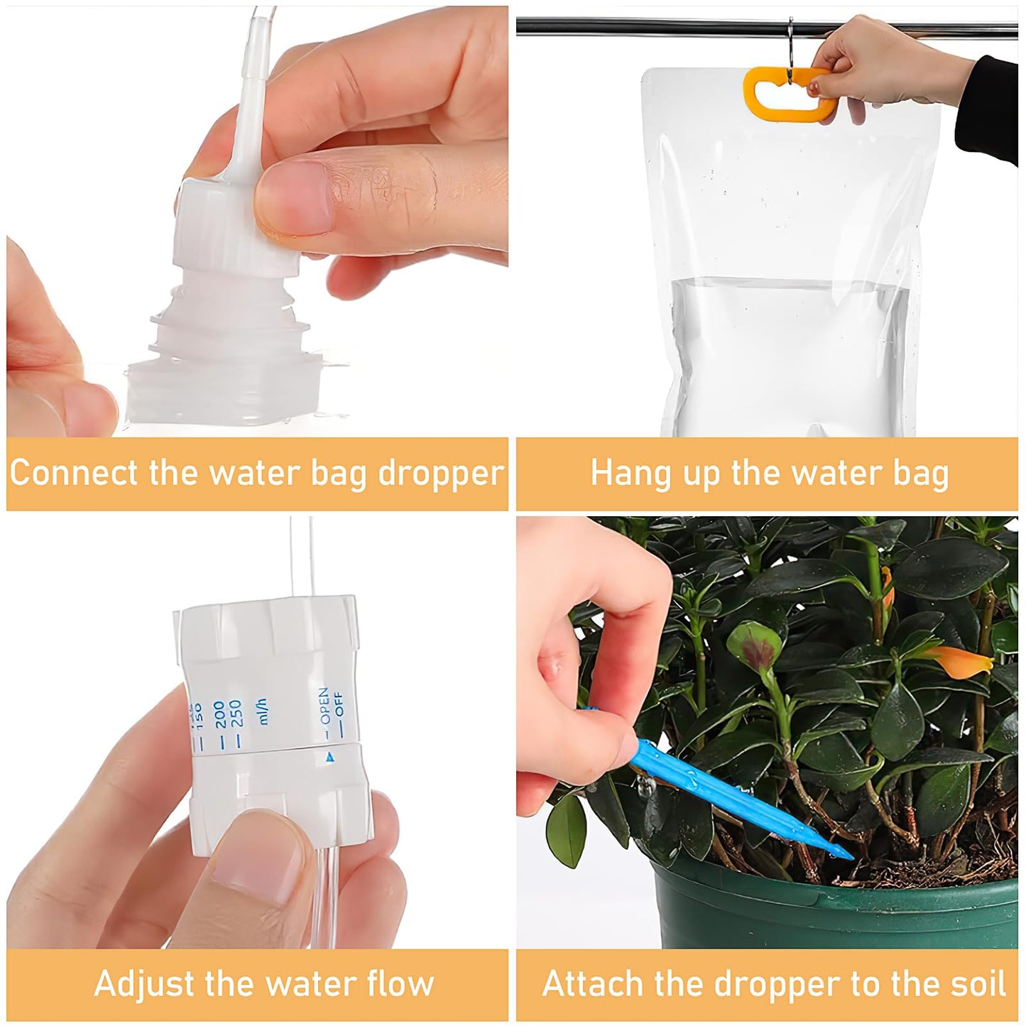 12 Pcs Self Watering System for Plants, 3.5 L Plant IV Water Bag Automatic Plant Waterer Self Watering IV Drip Bag Irrigation Drip Watering Bag with Adjustable Flow for Indoor Outdoor Potted Plant