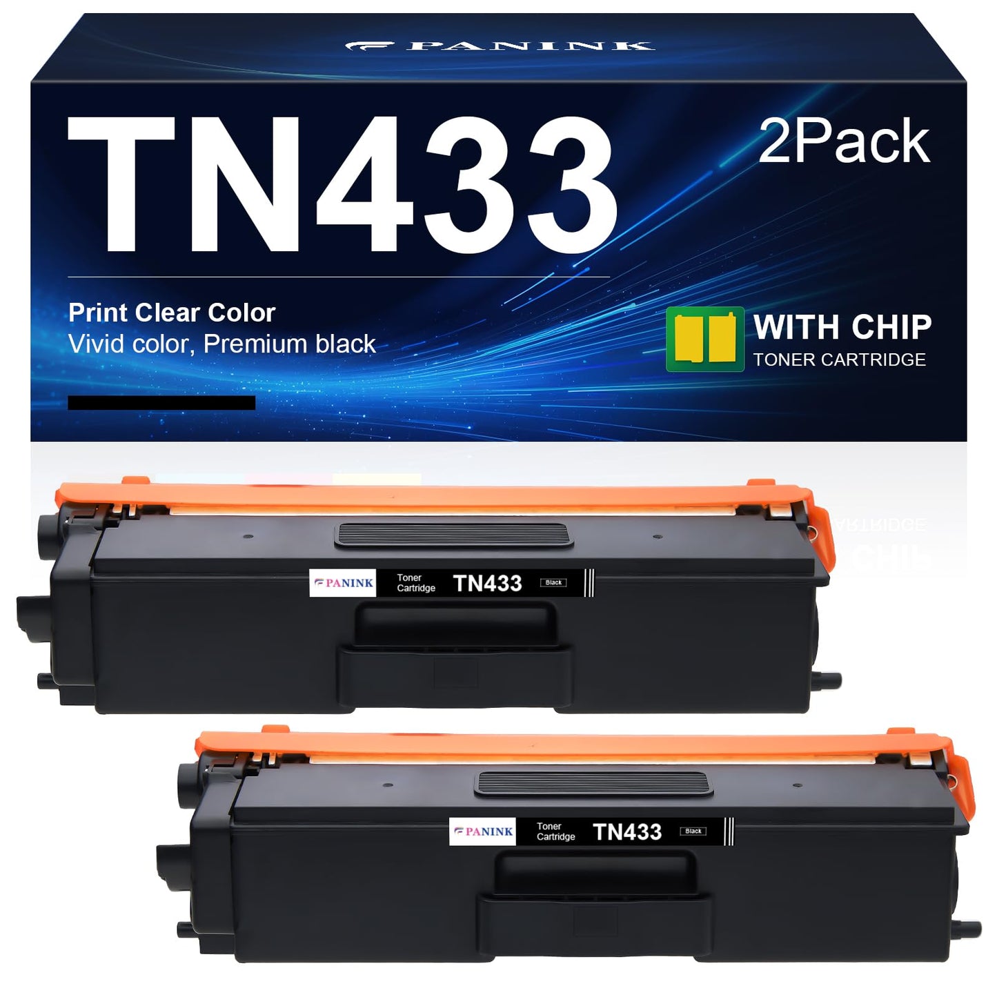 PANINK Compatible Toner Cartridge Replacement for Brother TN433BK TN433 TN431BK TN-433 for Brother MFC-L8900Cdw HL-L8360Cdw HL-L8260Cdw HL-L8360Cdwt 8900Cdw 8360Cdw Printer (2 Black)