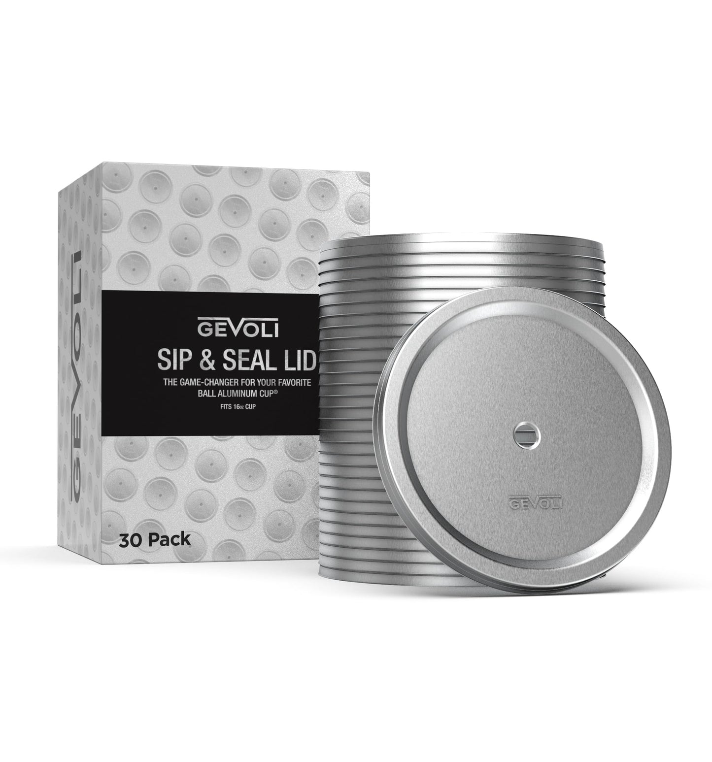 30-Pack Aluminum Lids with Straw Hole, Compatible with Ball Top Cup Party Cups (16oz Size Only) Cups Sold Separately