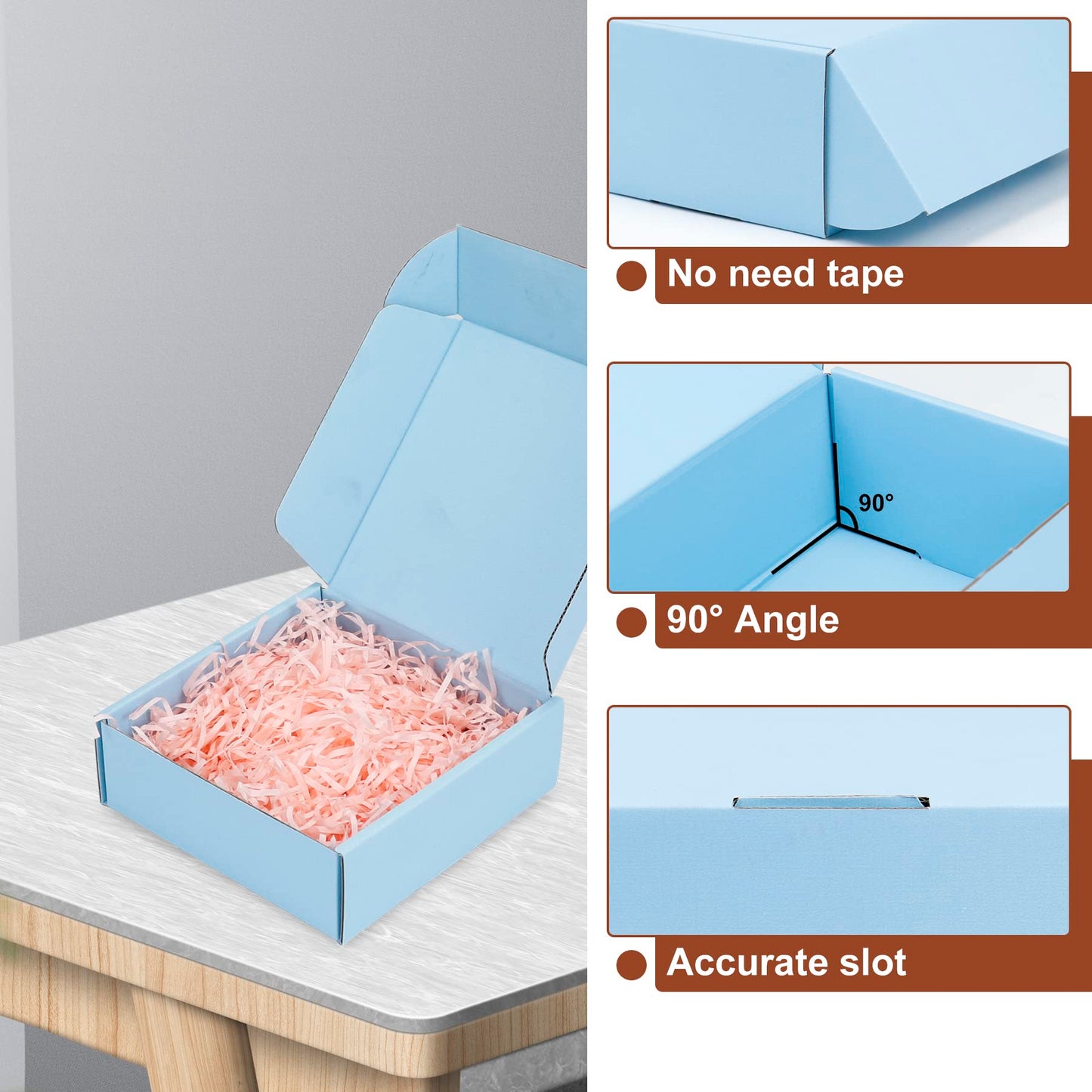 BJADE'S Shipping Boxes 8x5.5x3 Inches,25 Pack Medium Corrugated Cardboard Mailer Box for Mailing,Presents Packing,Moving and Storage(Blue)