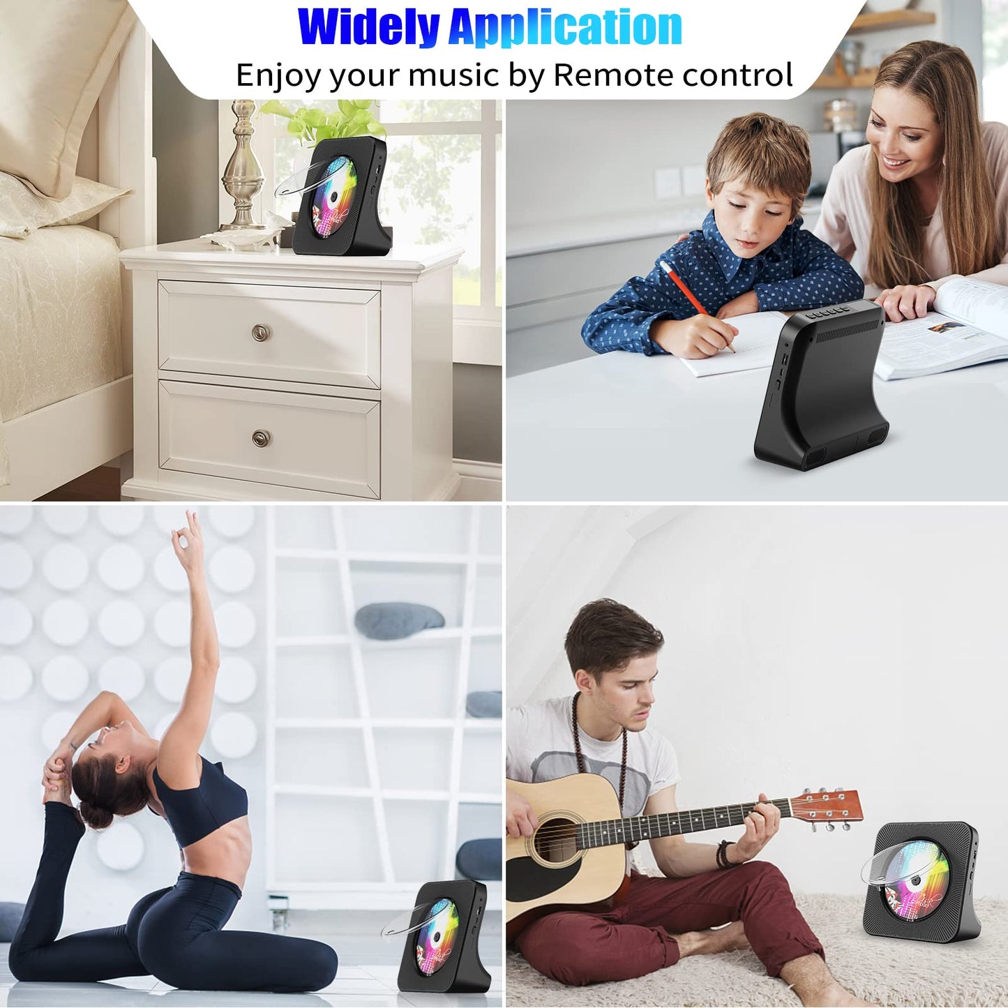 Gueray Portable CD Player, Bluetooth CD Kpop Player for Desktop with HiFi Sound Speaker, Cute FM Radio CD Music Player for Home with Remote Control Dust Cover LED Screen Support AUX/USB Headphone Jack