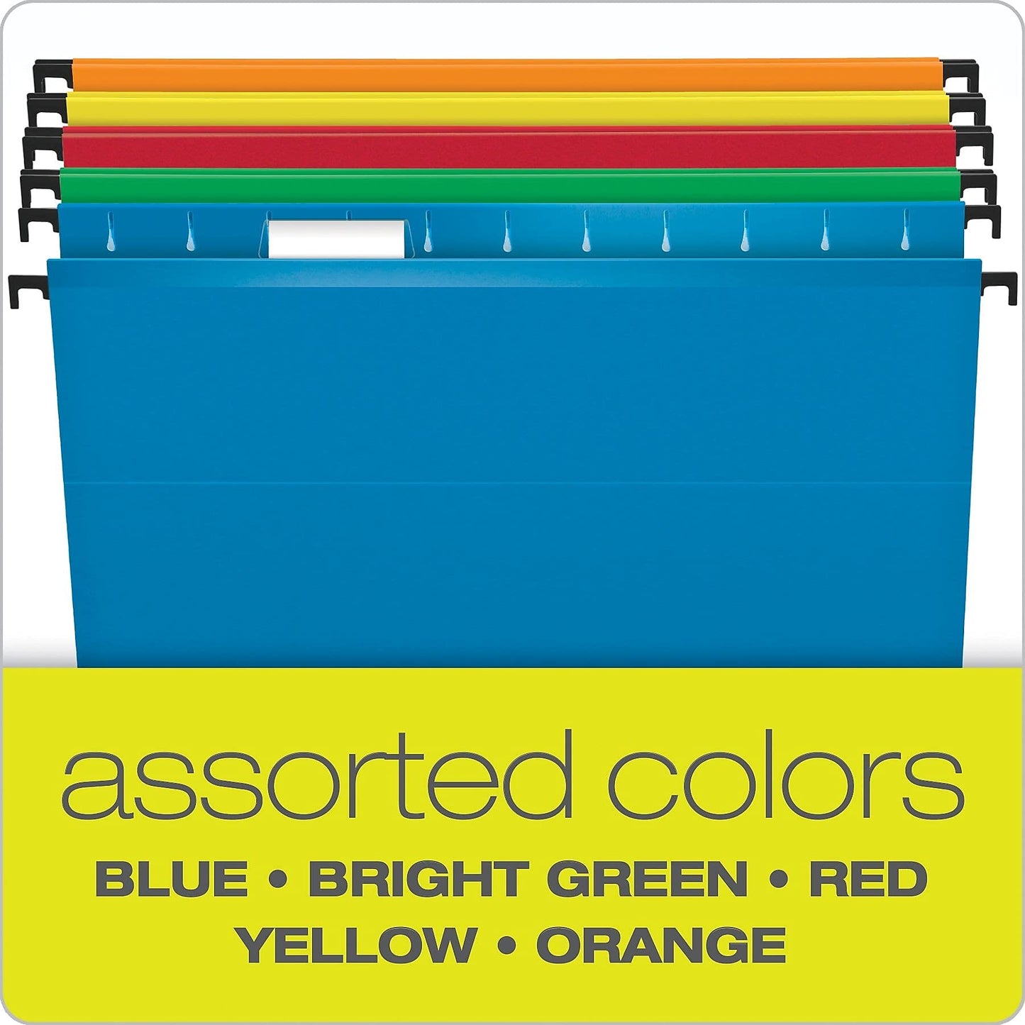 SureHook Hanging Folder, Assorted (Blue, Red, Yellow, Bright Green, Orange), Legal, 20 Folders Per Box, 6153 1/5 Asst