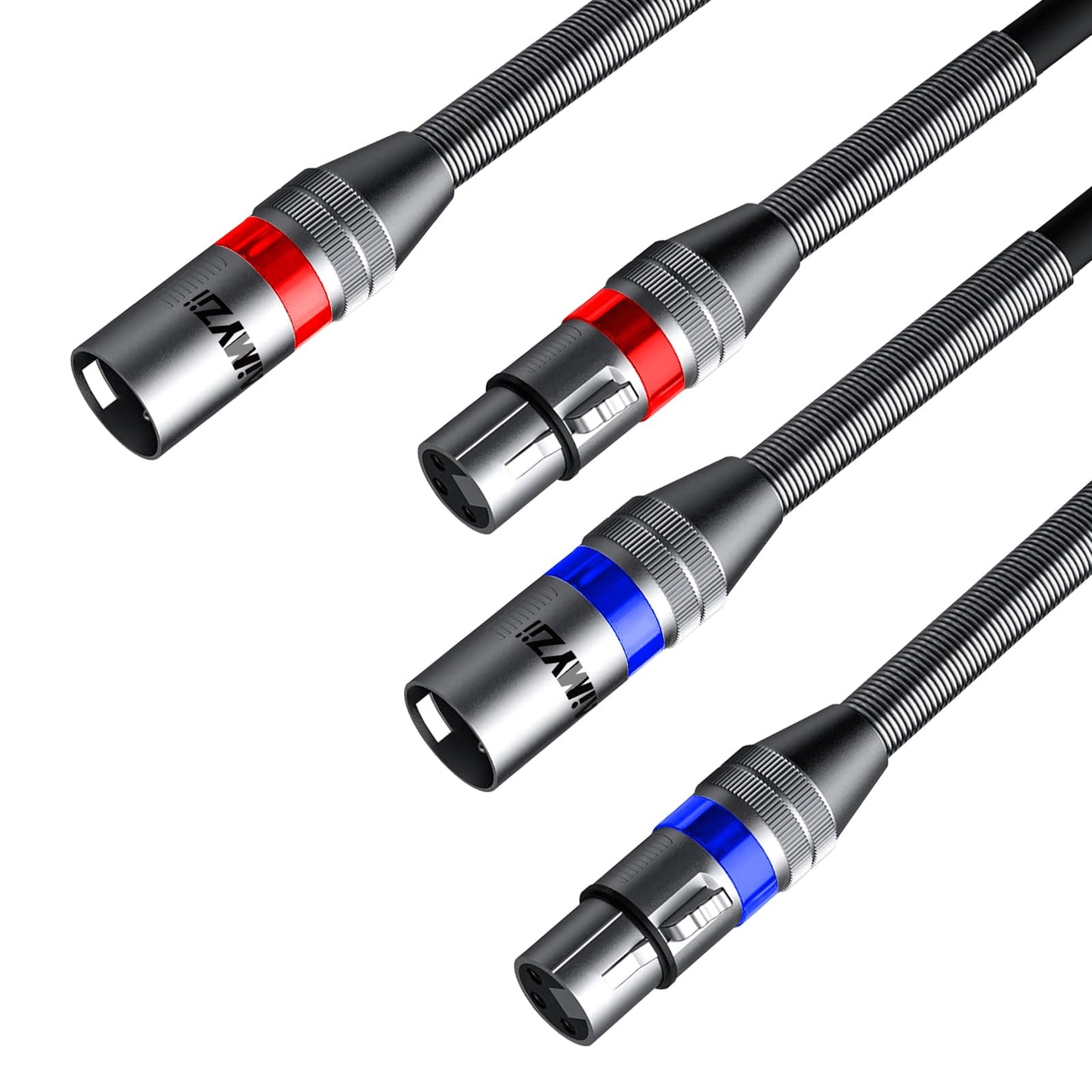 Aimyzii XLR Cable Microphone Cable 50 Feet 2 Pack Premium Balanced Mic Cable Pure Copper Conductors Heavy Duty Male to Female 3 Pin XLR Microphone Cable Zinc Alloy Connectors with Metal Spring
