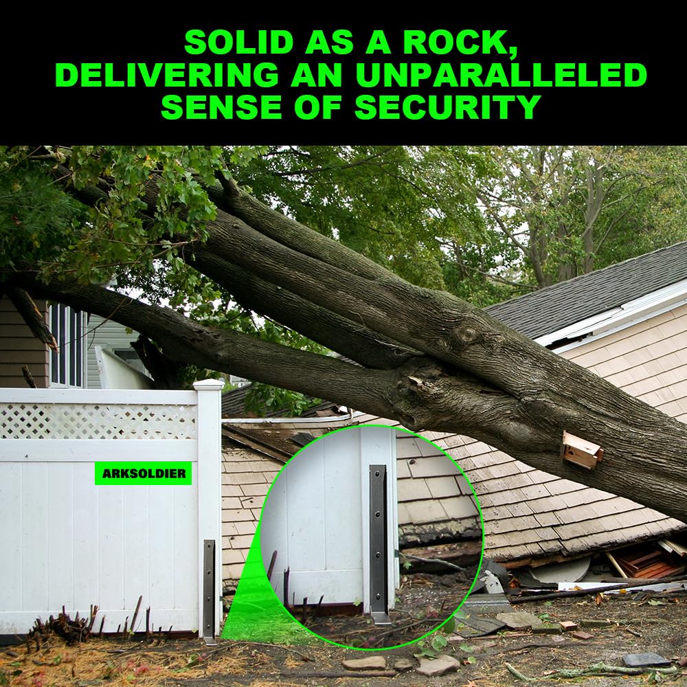 ARKSOLDIER Fence Post Repair Kit - Thickened 11-Gauge Steel Anchor & Stakes to Fix Broken/Leaning 4x4/6x6 Wood Posts Support (Heavier at 5.47 lbs, 1-Pack)