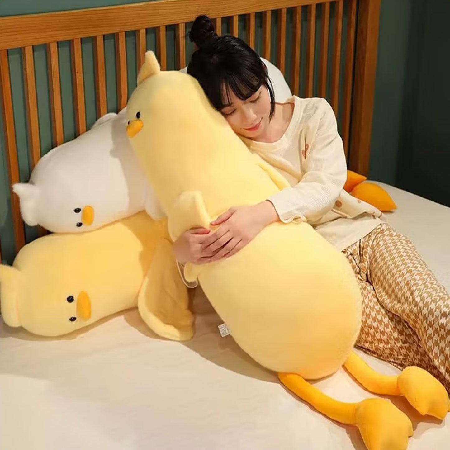 PEACH CAT Long Duck Plush Pillow Cute Duck Stuffed Animal Toy Gift for Girls Boys Yellow 32.2"