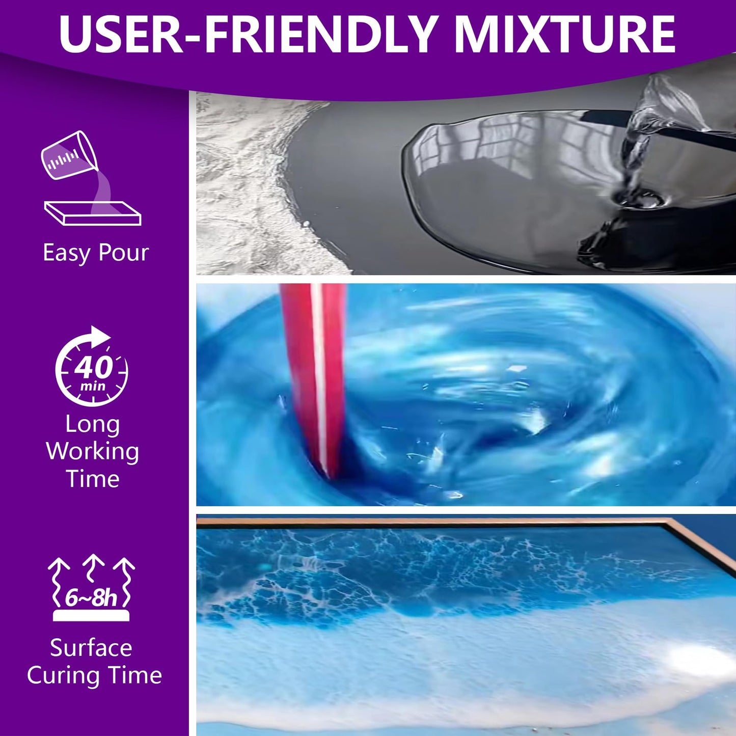 Demorex Epoxy Resin 72OZ, Crystal Clear & High Gloss, Bubble-Free & Self Leveling, Anti-Yellowing, Food Safe, DIY