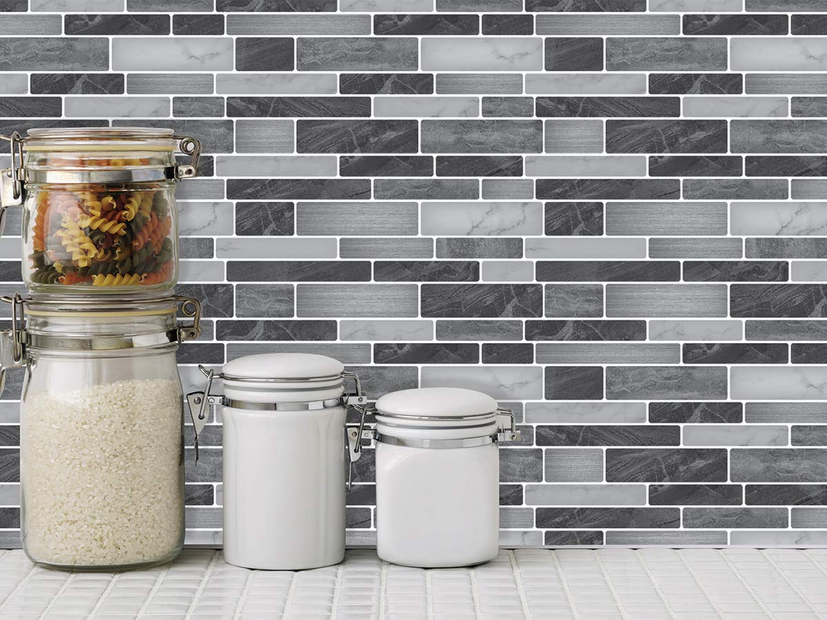 Art3d 10-Sheet Self-Adhesive Tile Backsplash for Kitchen, Vinyl Decorative Marble Tiles, 30 * 30cm