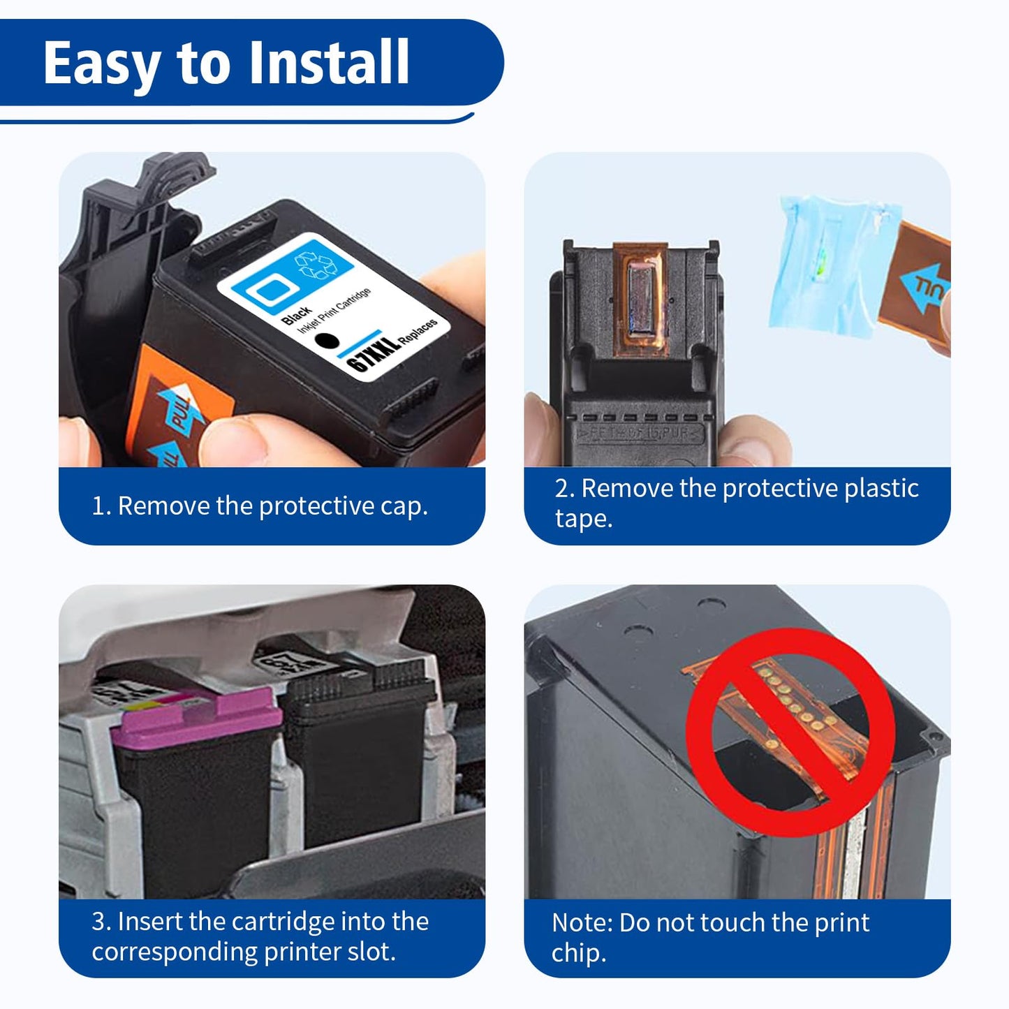 67XL Ink Cartridge Black Replacement for HP Ink 67 67XL HP67 XL HP67XL for 2700 2700e 2752 2752e 2742e