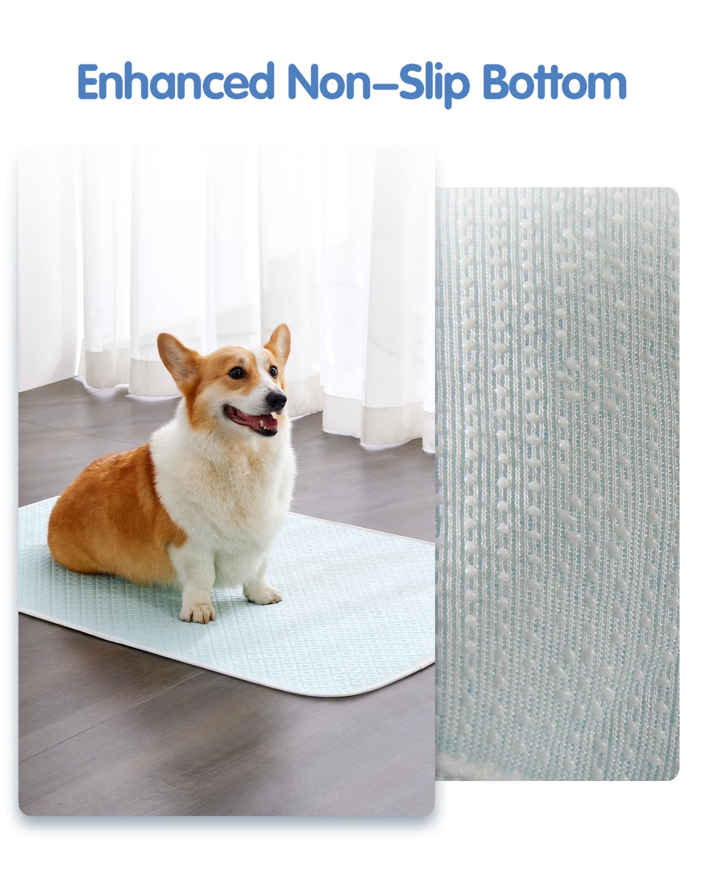Dog Cooling Mat - Instant Cooling Pet Bed for Dogs & Cats, 6-12°F Drop, Non-Toxic & Machine Washable, Anti-Slip Bottom, Cool Mat for Indoor & Travel Use Light Blue 28" x 22"