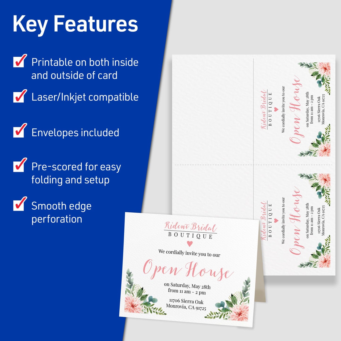 Avery Printable Note Cards, 4.25" x 5.5", Two-Sided Printing, Matte White, 2 Pack, 100 Cards Total (5813)