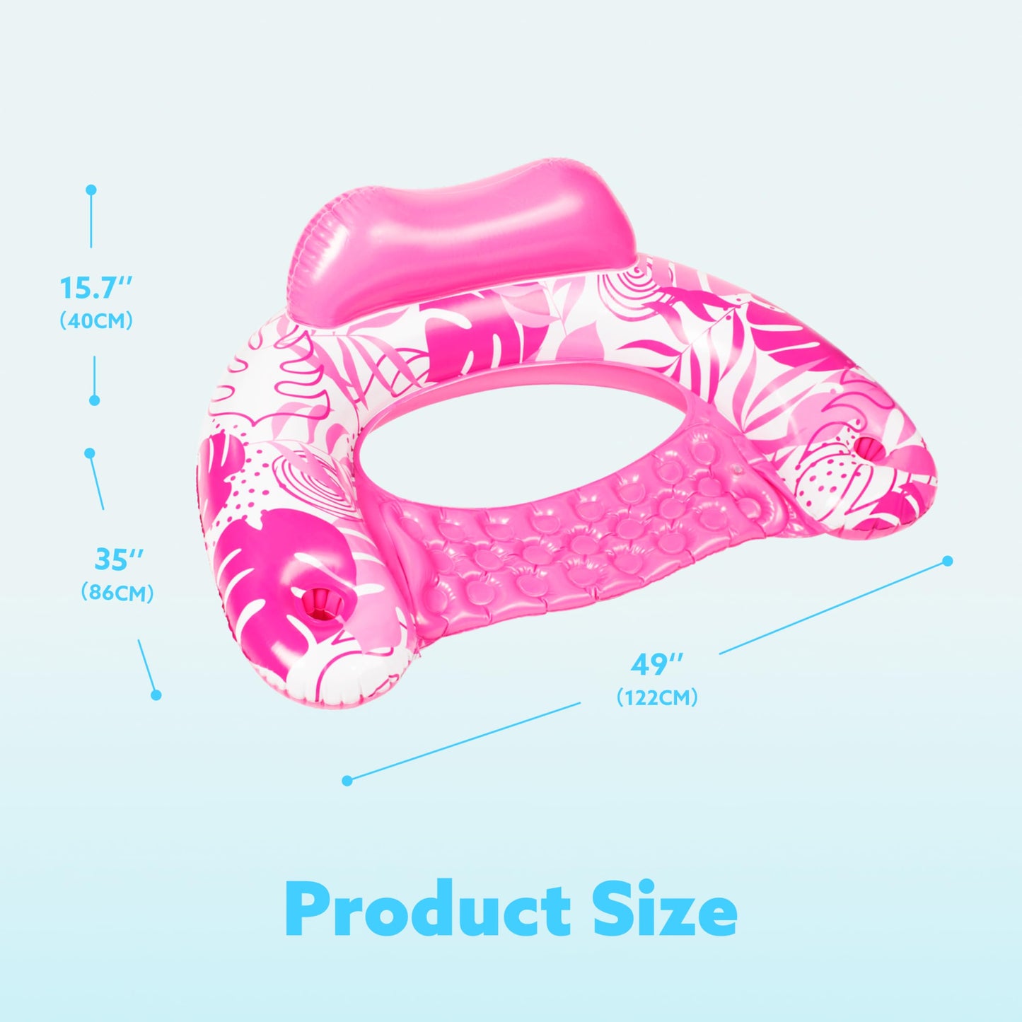 Sloosh Inflatable Pool Floats Adult, 2 Pack Pool Chairs with Cup Holders, Blow up Floating Pool Floats Chair, Pool Floaties for Adults Swimming Pool Party Summer Water Fun(Summer Leaves